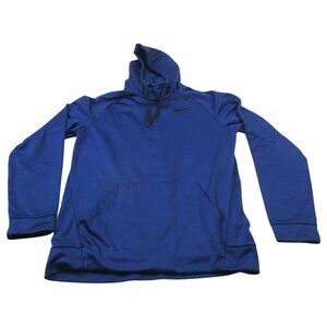 Nike Dri-Fit Hoodie Mens‎ Medium Blue Stretch Swoosh Logo Long Sleeve Drawstring